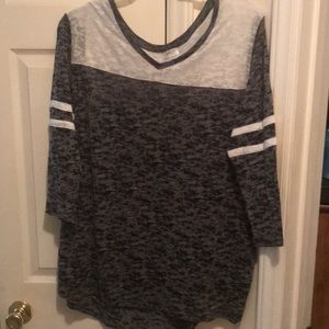 Danskin striped grey quarter sleeve shirt XXL